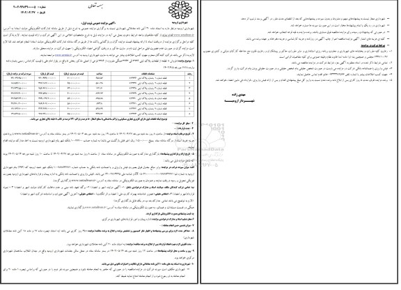 مزایده فروش 8 قطعه ا ز قطعات پلاک ثبتی 3236 الی 3243