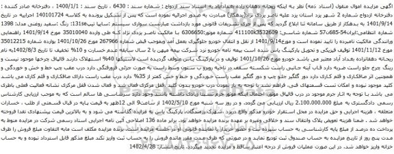 آگهی مزایده سواری سیستم :سایپا 