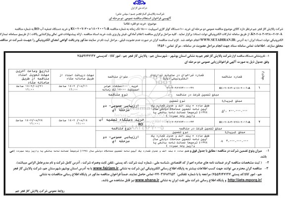 فراخوان استعلام مناقصه خرید 100 دستگاه کولر گازی اسپیلیت ...