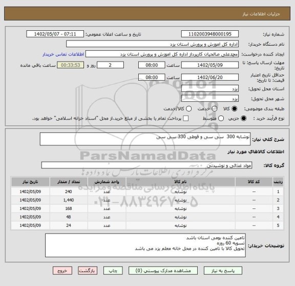 استعلام نوشابه 300  سی سی و قوطی 330 سی سی