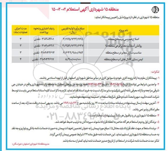 استعلام اصلاح هندسی در سطح منطقه ..