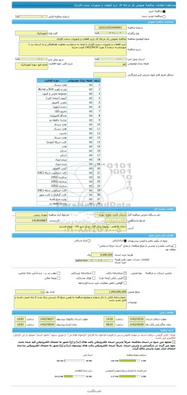 مناقصه، مناقصه عمومی یک مرحله ای خرید قطعات و تجهیزات سخت افزاری