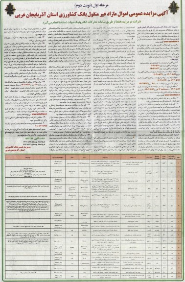 مزایده فروش و واگذاری املاک مازاد با کاربری انباری، باغداری- طیور و ماکیان، گلخانه، تجاری... نوبت دوم