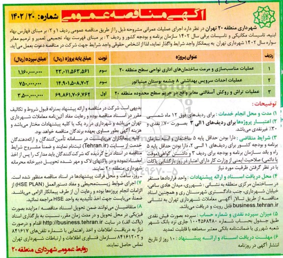 مناقصه عملیات مناسب سازی و مرمت ساختمان های اداری...