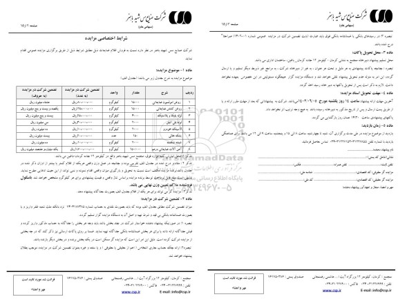 مزایده فروش اقلام ضایعات ...