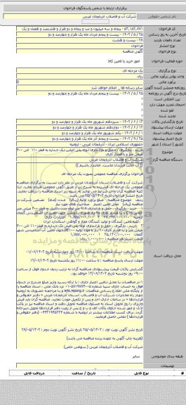 مناقصه, خرید ، بارگیری ، حمل و باراندازی لوله پلی اتیلن تک جداره به قطر ۱۱۰ الی ۴۰۰ میلی متر و با فشار کاری