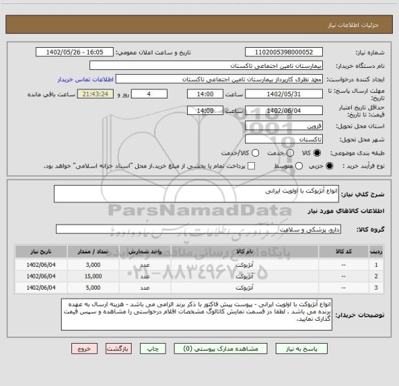 استعلام انواع آنژیوکت با اولویت ایرانی