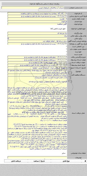 مناقصه, خرید کنتور و لوازم انشعاب مورد نیاز پروژه های ساماندهی انشعابات مجتمع ۸۱ روستایی شهید باکری میاندوآب