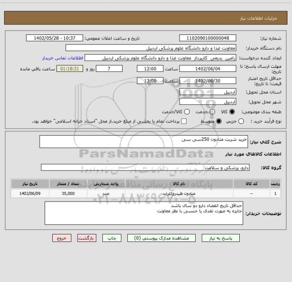 استعلام خرید شربت متادون 250سی سی