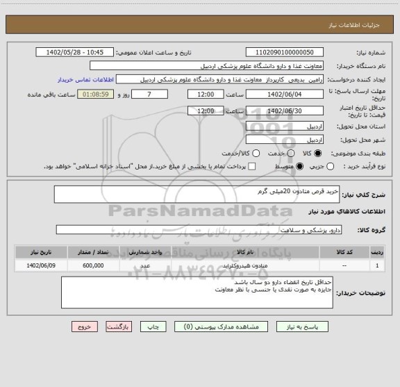 استعلام خرید قرص متادون 20میلی گرم