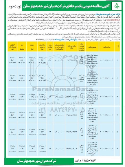 مناقصه عملیات اجرا و احداث پارک ، عملیات اجرای روشنایی بلوار و... نوبت دوم