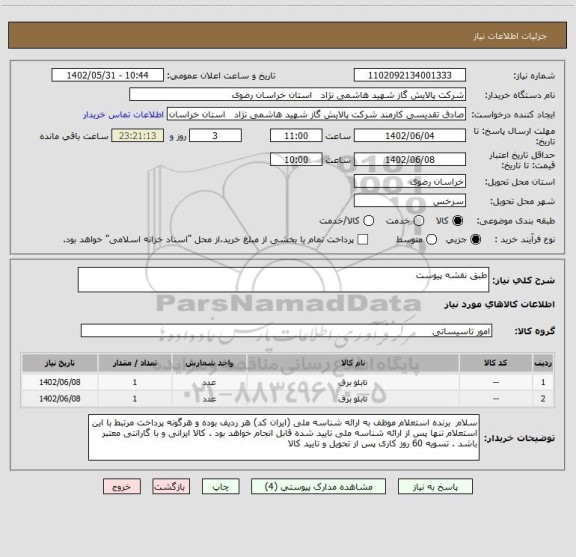 استعلام طبق نقشه پیوست