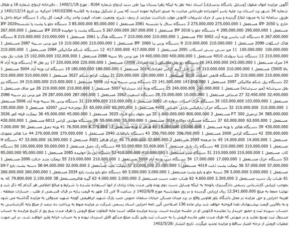 آگهی مزایده دستگاه خیاط داخل پا خارج پا  و غیره ...