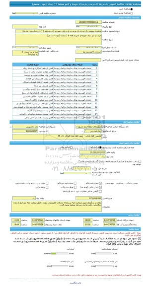 مناقصه، مناقصه عمومی یک مرحله ای مرمت و بازسازی جویچه و کانیو منطقه 5 ( خیابان آرمون - مشعل)