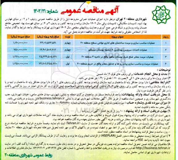 مناقصه عملیات مناسب سازی و مرمت ساختمان های اداری...