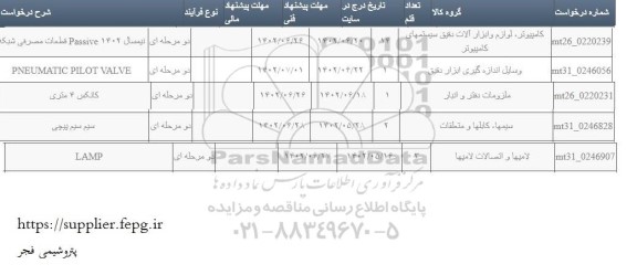 استعلام PNEUMATIC PILOT VALVE