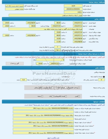 مزایده ، فروش 1 رقبه ساختمان مسکونی -مزایده ساختمان  - استان لرستان