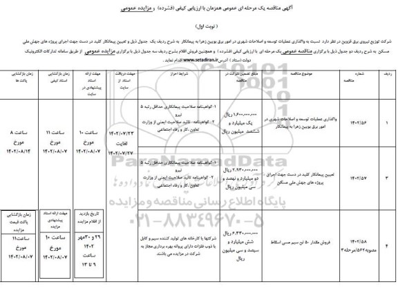 مناقصه و مزایده فروش مقدار 50 تن سیم مسی اسقاط   و... 