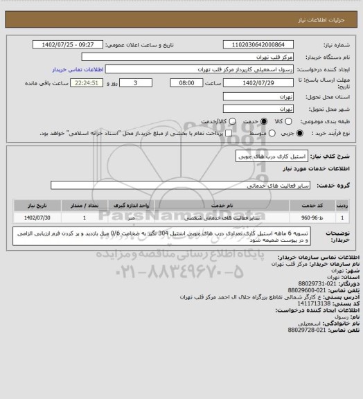 استعلام استیل کاری درب های چوبی