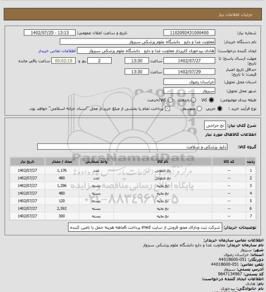 استعلام نخ جراحی