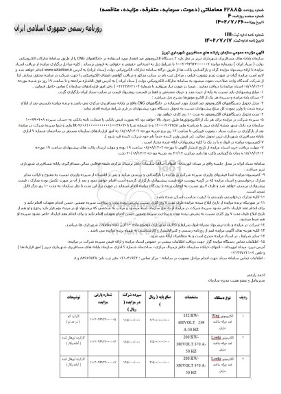 مزایده فروش 3 دستگاه الکتروموتور ضد انفجار مورد استفاده در جایگاه های CNG