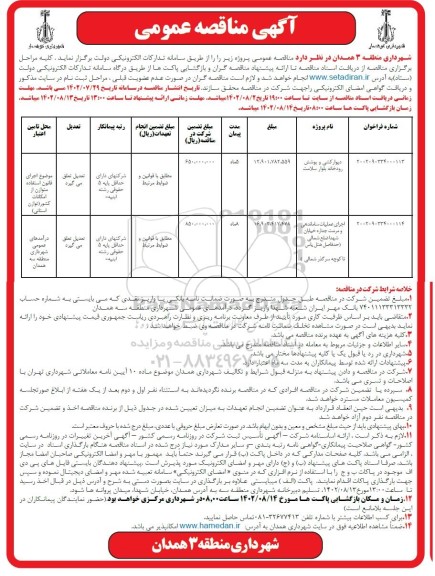 مناقصه دیوارکشی و پوشش رودخانه بلوار سلامت ...