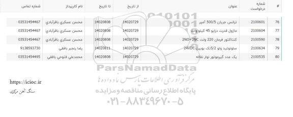 استعلام ترانس جریان 500/5 آمپر ...