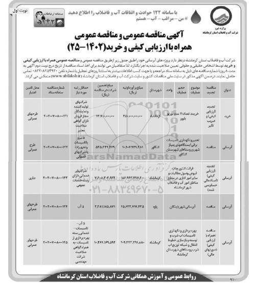 مناقصه خرید تعداد 11 عدد توربو بلوور و ...