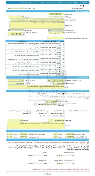 مناقصه، مناقصه عمومی یک مرحله ای واگذاری امورات خدمات شهری بصورت حجمی تامین نیروی انسانی