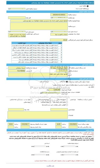 مناقصه، فراخوان ارزیابی کیفی احداث راه دسترسی عملیات ژئوتکنیک سد چهار روستایی