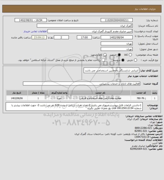 استعلام ارزیابی شایستگی داوطلبین استخدامی می باشد