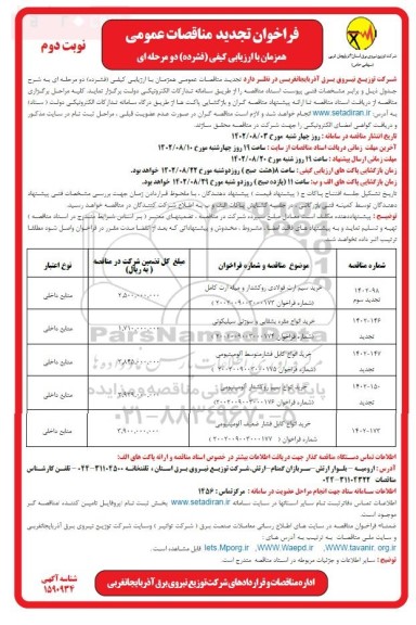 تجدید مناقصات خرید سیم ارت فولادی روکشدار و میله ارت کامل و ...- نوبت دوم 