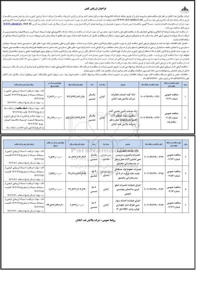 فراخوان مناقصه ارائه کلیه خدمات مخابرات..