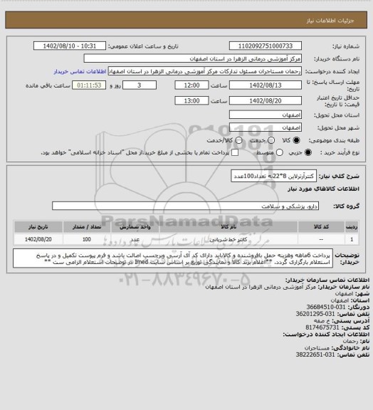 استعلام کتترآرترلاین 8*22به تعداد100عدد