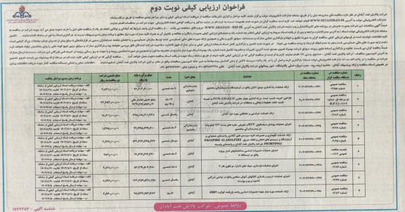 مناقصه ارائه عملیات راه اندازی موتور اکتان و ...- نوبت دوم