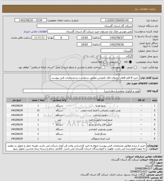 استعلام خرید 8 قلم اقلام دیجیتال اتاق کنفراس مطابق درخواست و مشخصات فنی پیوست