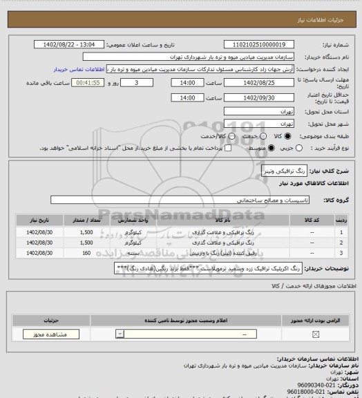 استعلام رنگ ترافیکی وتینر