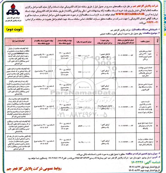 مناقصه امحاء و بی‌خطرسازی حدود 2400 تن لجن هیدروکربوری انباشته در لاگن ....- نوبت دوم 