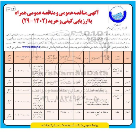 مناقصه خرید تعداد 11 عدد توربو بلوور... - نوبت دوم 