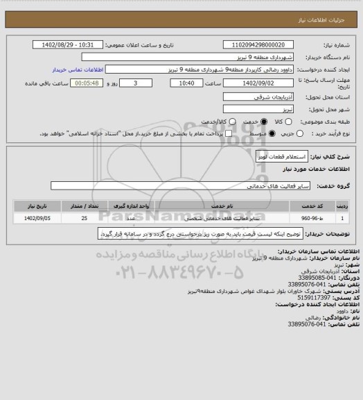 استعلام استعلام قطعات لودر