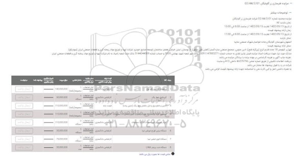 مزایده محدود گیربکس خط رنگ ....