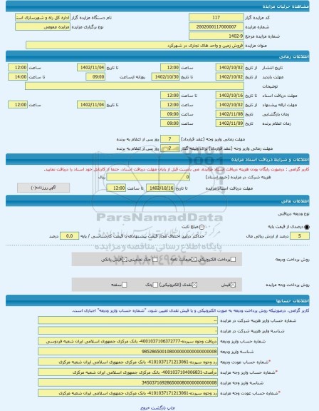 مزایده ، فروش زمین و واحد های تجاری در شهرکرد  -مزایده واحد تجاری  - استان چهار محال و بختیاری