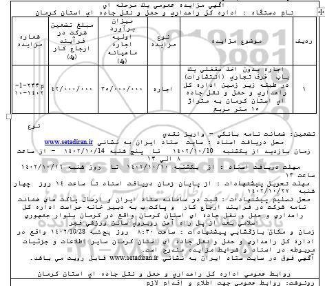 مزایده اجاره بدون اخذ سر قفلی یک باب غرف تجاری