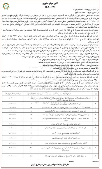 حراج حضوری بهره برداری از تعدادی غرف واقع در سطح شهر نوبت دوم 