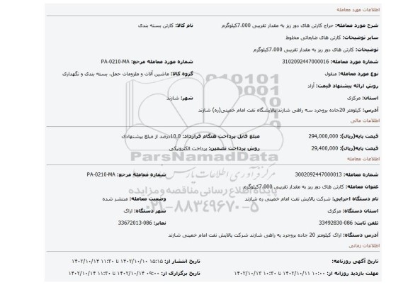 کارتن های دور ریز به مقدار تقریبی 7،000کیلوگرم