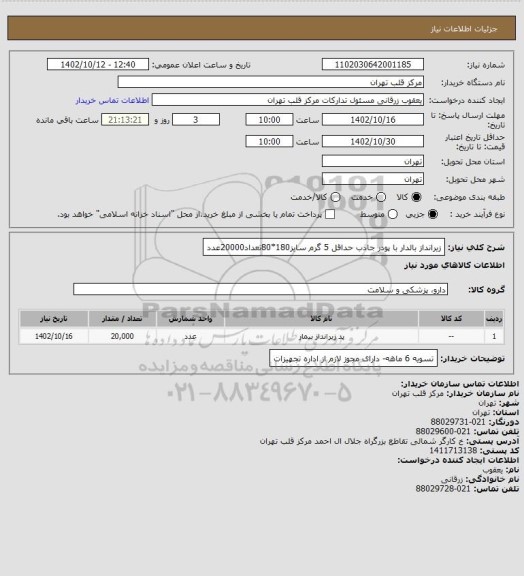 استعلام زیرانداز بالدار با پودر جاذب حداقل 5 گرم سایز180*80تعداد20000عدد