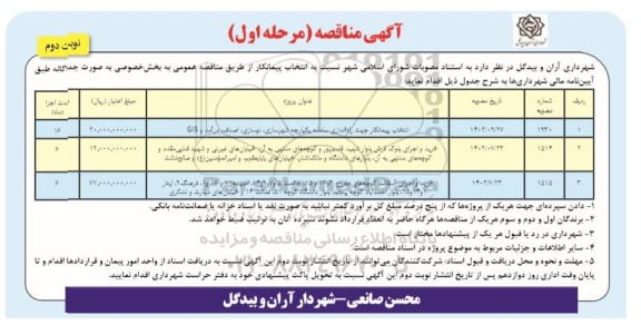 مناقصه انتخاب پیمانکار جهت راه اندازی سامانه یکپارچه شهرسازی،نوسازی ... - نوبت دوم 