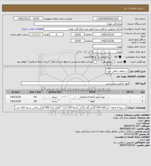 استعلام نسکافه و کافی میت