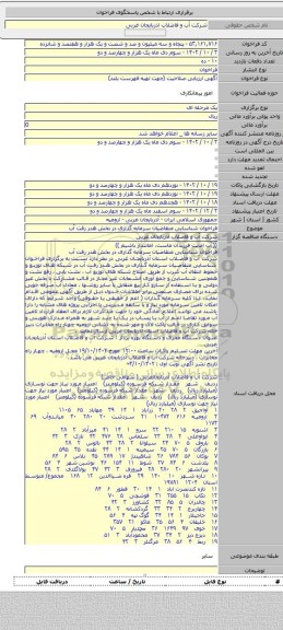 مناقصه, فراخوان شناسایی متقاضیان سرمایه گذاری در بخش هدر رفت آب