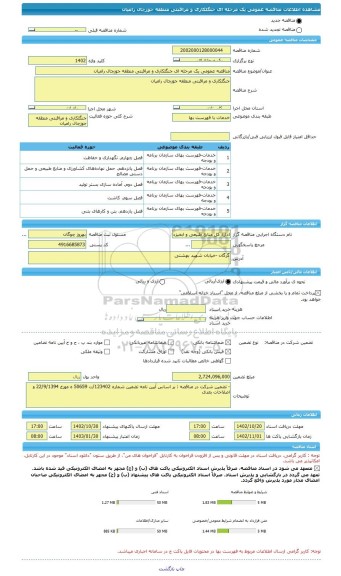 مناقصه، مناقصه عمومی یک مرحله ای جنگلکاری و مراقبتی منطقه جوزچال رامیان